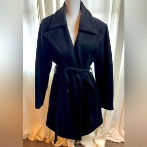 Black Pea Coat. With Tie Around.